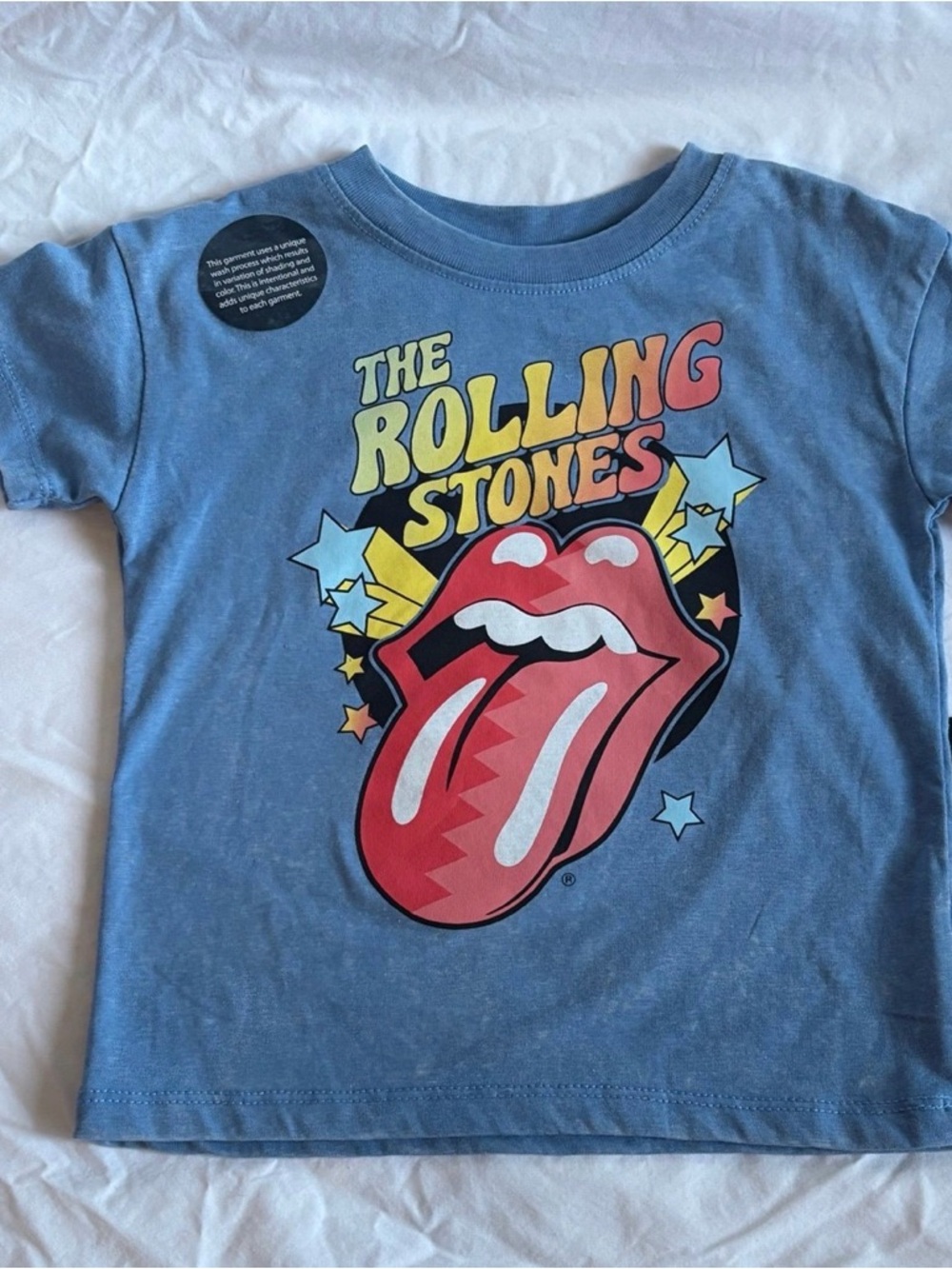 The Rolling Stones Kids Tee - Blue with Red Tongue Graphic